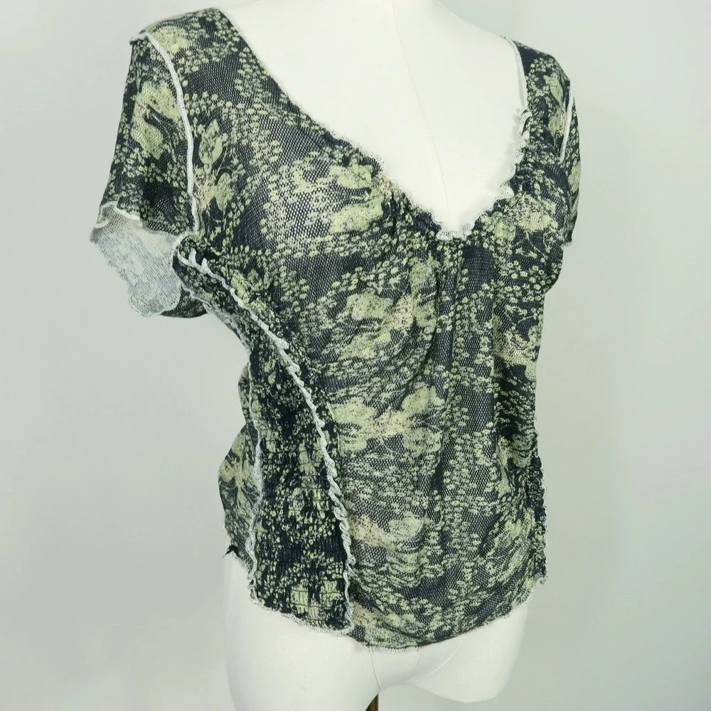 Free People Womens Oh My Baby Semi Sheer Top Size XL Y2K Skater Grunge Fairycore - Picture 5 of 12